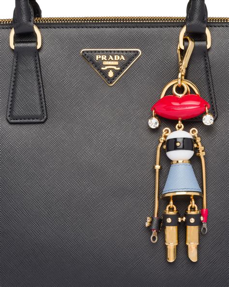 prada saffiano leather robot keychain|prada saffiano robot keychain.